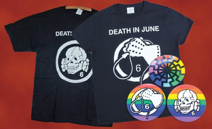 Death in June merch, image from Soleilmoon.com.